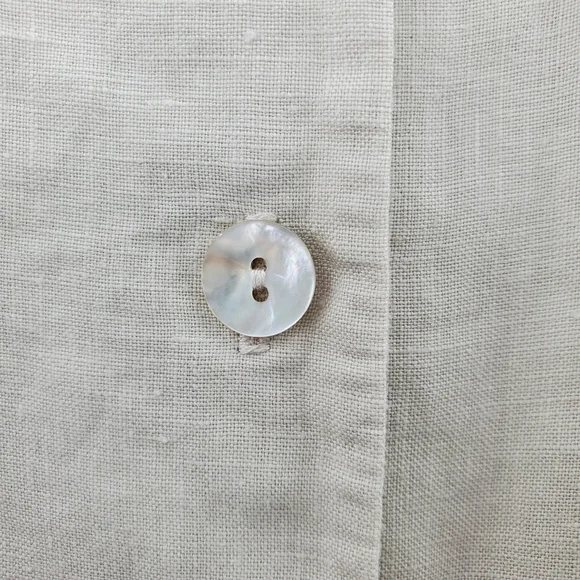 Bryn Walker Linen Tunic Top Button Down Neutral Lagenlook Oversized Minimal - Picture 5 of 9